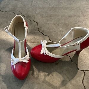 Elegant Red and White Women's Heels